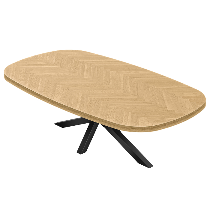 FDOS | Bistrobord | Dansk Oval | 200 x 100 cm | H 78 cm | Eg | Stel: Sort