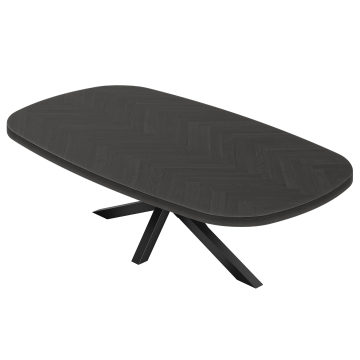 FDOS | Bistro-pöytä | Tanskan Oval | 200 x 100 cm | K 78 cm | Musta | Runko: Musta