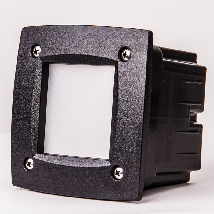 FIONA Aussen LED Wandeinbauleuchte Schwarz H115xB115mm 1x3W GX53 3000K 50000h 350lm Warmweiß IP67