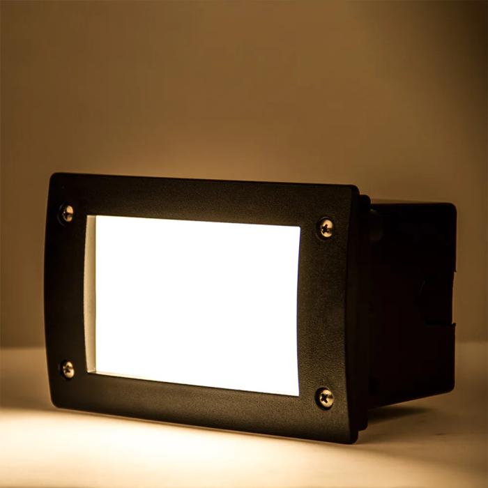 FIONA utendørs LED innfelt vegglampe sort H113xB188mm 1x3W GX53 3000K 50000h 350lm varmhvit IP67
