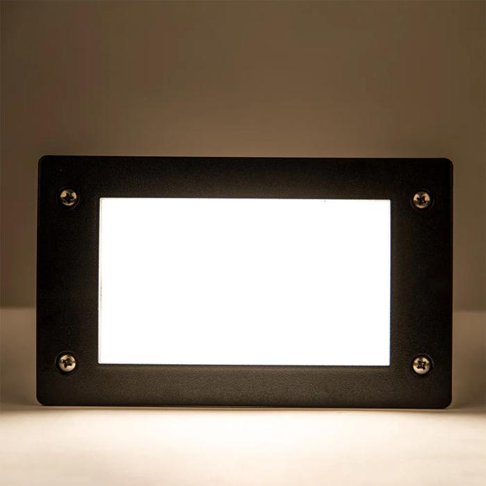 FIONA utendørs LED innfelt vegglampe sort H113xB188mm 1x3W GX53 3000K 50000h 350lm varmhvit IP67
