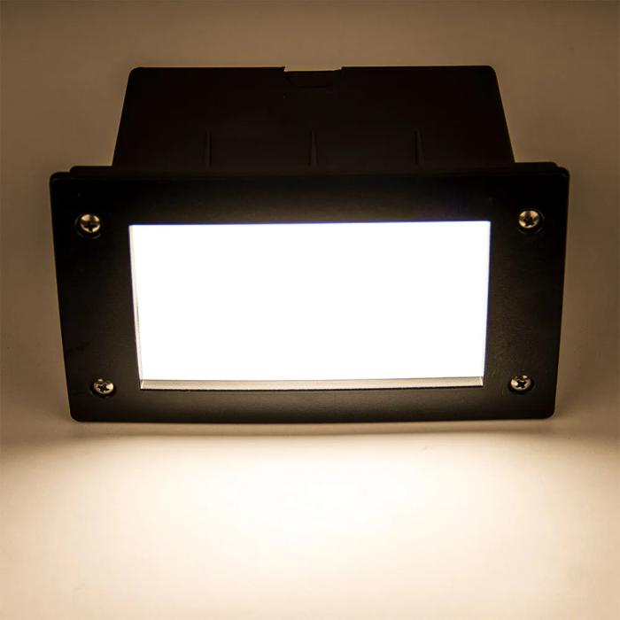 FIONA utendørs LED innfelt vegglampe sort H113xB188mm 1x3W GX53 3000K 50000h 350lm varmhvit IP67