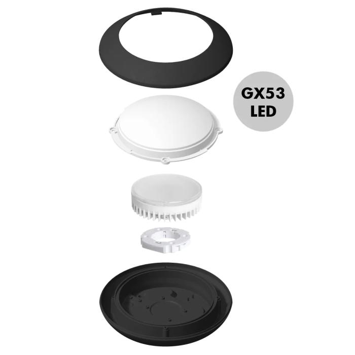 FIONA LED Buitenwandlamp Grijs GX53 3W Modern 20cm IP66 A++ Warm Wit 3000K 300lm FIONA LED Buitenwandlamp Grijs GX53 3W Modern 20cm IP66 A++ Warm Wit 3000K 300lm