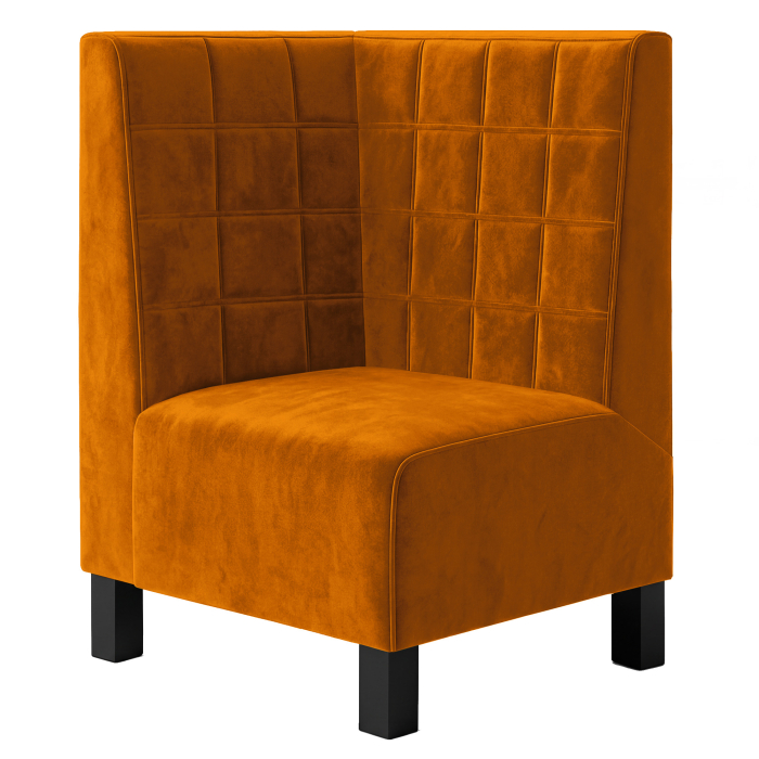 Fischer F | Banquette d'angle Gastro | L:H 64 x 120 cm | Orange | Blocs | Velours