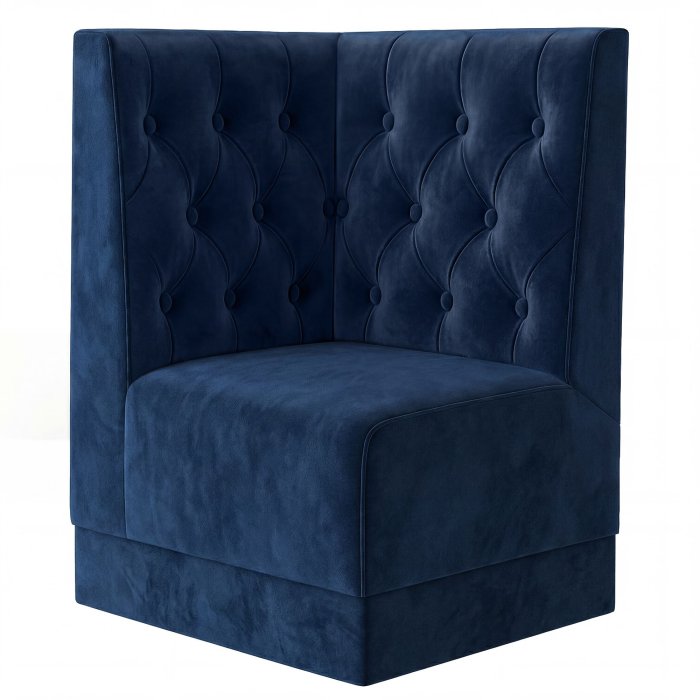 Fischer | Gastrobank S | Gastro Corner Bench | W:H 64 x 120 cm | Blue | Chesterfield | Velvet