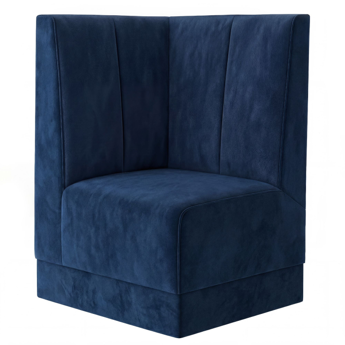 Fischer | Gastrobank S | Gastro Eckbank | B:H 64 x 120 cm | Blau | Gestreift Doppelnaht | Samt
