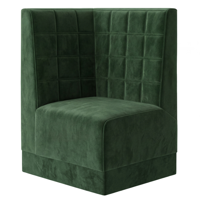 Fischer | Gastrobank S | Gastro hjørnebænk | B:H 64 x 120 cm | Mørkegrøn | Klodser | Fløjl