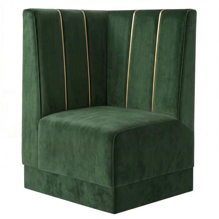 Fischer | Gastrobank S | Gastro hjørnebænk | B:H 64 x 120 cm | Mørkegrøn | Dubai | Fløjl