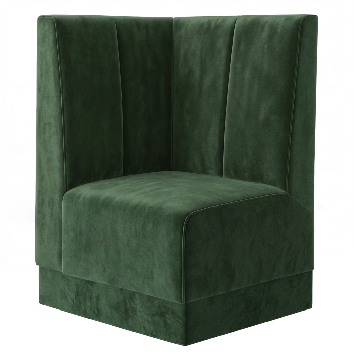 Fischer | Gastrobank S | Gastro Eckbank | B:H 64 x 120 cm | Dunkel Grün | Gestreift Doppelnaht | Samt