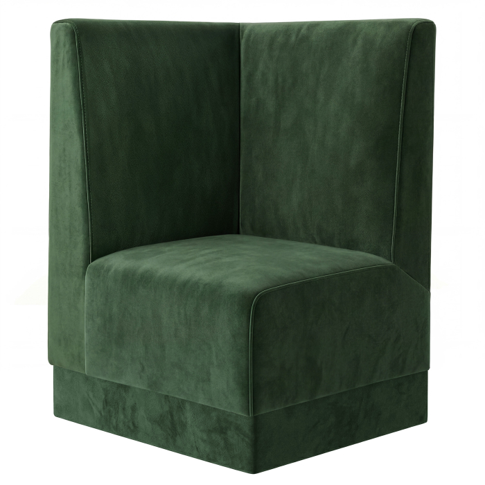 Fischer | Gastrobank S | Gastro hjørnebænk | B:H 64 x 120 cm | Mørkegrøn | Glat | Fløjl