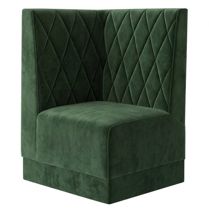 Fischer | Gastrobank S | Gastro hjørnebænk | B:H 64 x 120 cm | Mørkegrøn | Diamantmønster | Fløjl