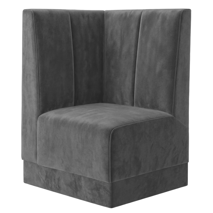 Fischer | Gastrobank S | Banco esquinero Gastro | An:Al 64 x 120 cm | Gris | Costuras dobles a rayas | Terciopelo