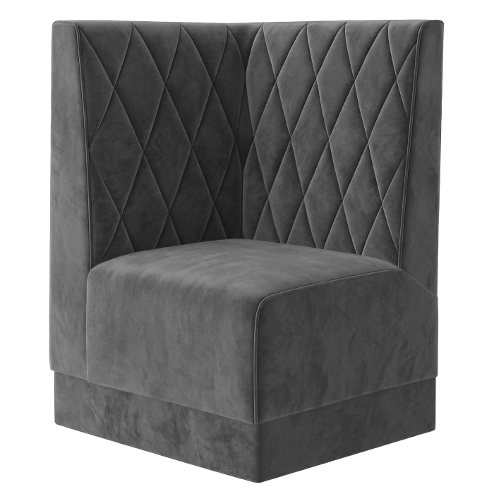 Fischer | Gastrobank S | Gastro hjørnebænk | B:H 64 x 120 cm | Grå | Diamant | Fløjl