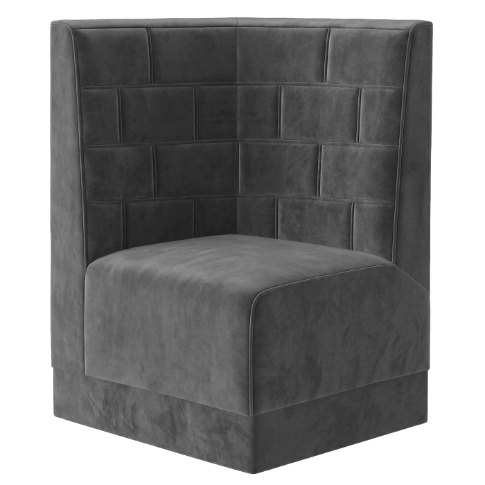 Fischer | Gastrobank S | Gastro hjørnebenk | B:H 64 x 120 cm | Grå | Stein | Fløyel