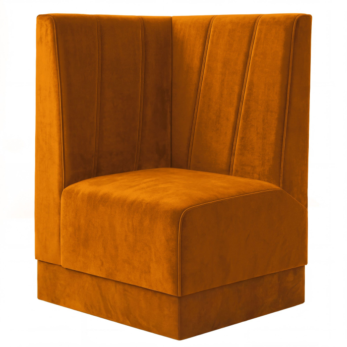 Fischer | Gastrobank S | Gastro hjørnebænk | B:H 64 x 120 cm | Orange | Diagonalt stribet | Fløjl
