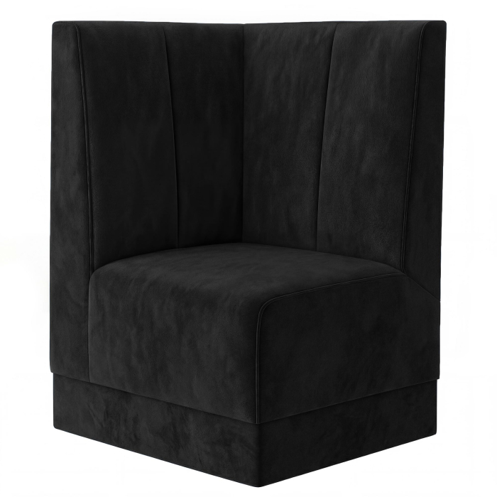 Fischer | Gastrobank S | Gastro Eckbank | B:H 64 x 120 cm | Schwarz | Gestreift Doppelnaht | Samt