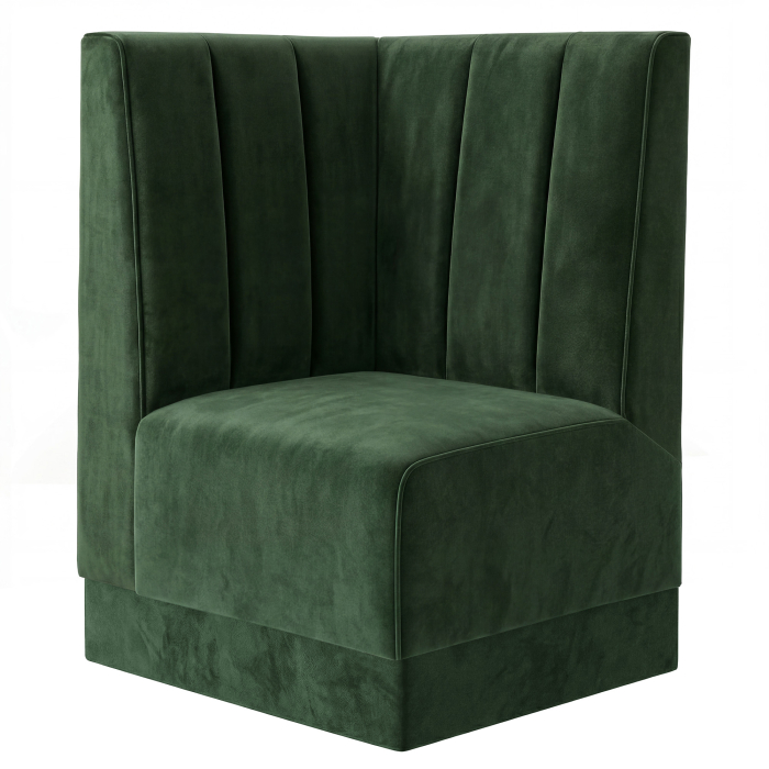 Fischer S | Gastro hjørnebænk | B:H 64 x 100 cm | Mørkegrøn | Dybstribet | Fløjl
