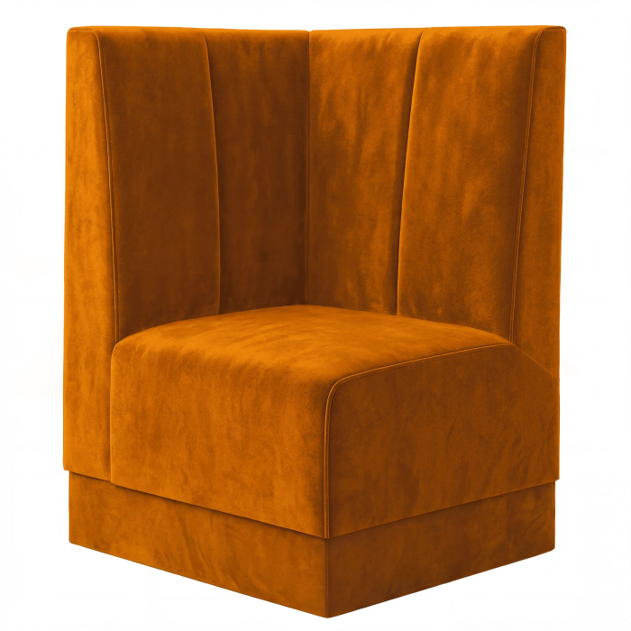 Fischer S | Gastro hjørnebænk | B:H 64 x 100 cm | Orange | Stribet dobbeltsyning | Fløjl