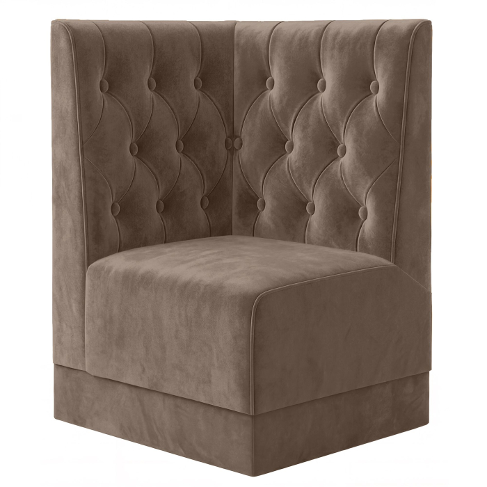 Ławka narożna gastronomiczna Fischer S | Szer.:Wys. 64 x 100 cm | Szarobrązowy | Chesterfield | Aksamit