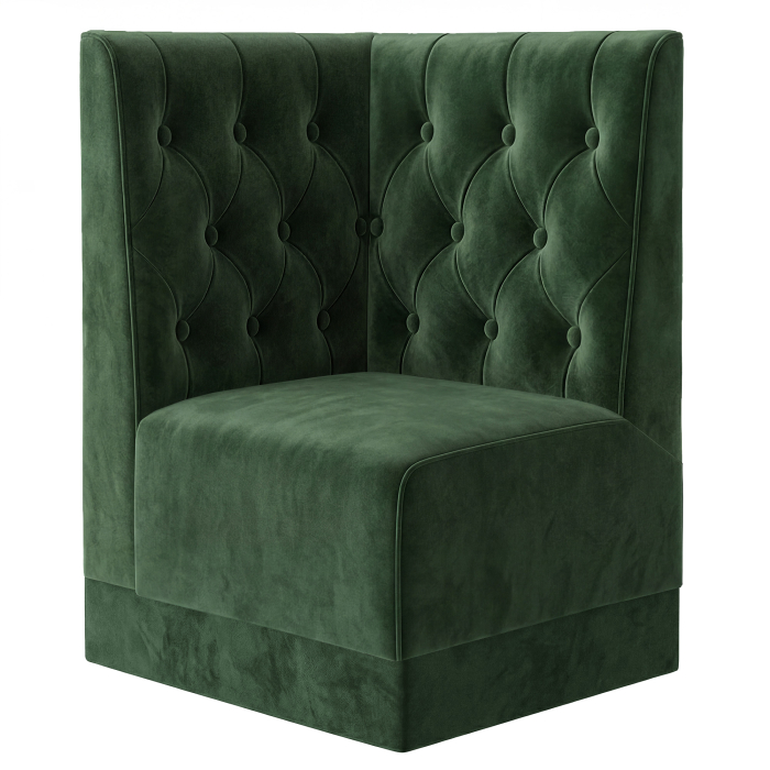 Ławka narożna gastronomiczna Fischer S | Szer.:Wys. 64 x 90 cm | Ciemnozielony | Chesterfield | Aksamit