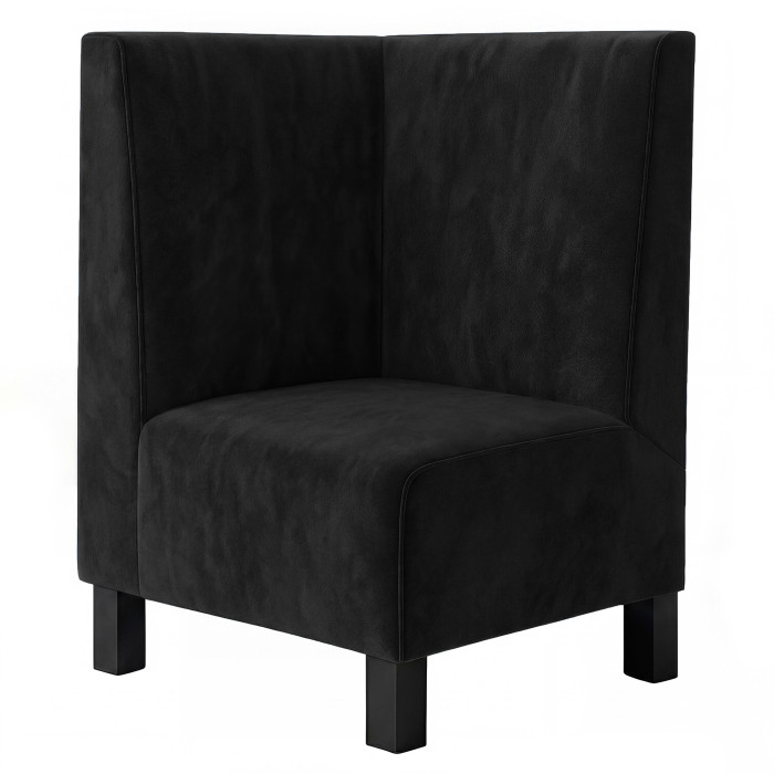 Meyer F | Banquette d'angle pour restaurants | L x H 64 x 100 cm | Noir | Lisse | Velours
