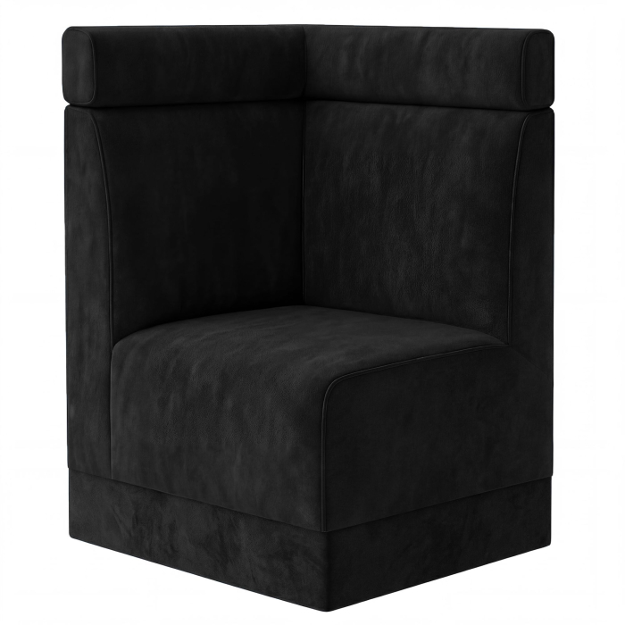 Fischer S | Gastro Eckbank | B:H 64 x 120 cm | Schwarz | Kopfteil | Samt