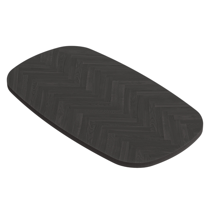FISHBONE OVAL DANISH | Solid Wood Table Top for Commercial Use | W:D 200 x 100 cm | Black | Oval