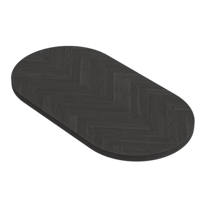 FISHBONE OVAL RUND | Bordsskiva i massivt trä för kommersiellt bruk | B:D 180 x 90 cm | Svart | Oval