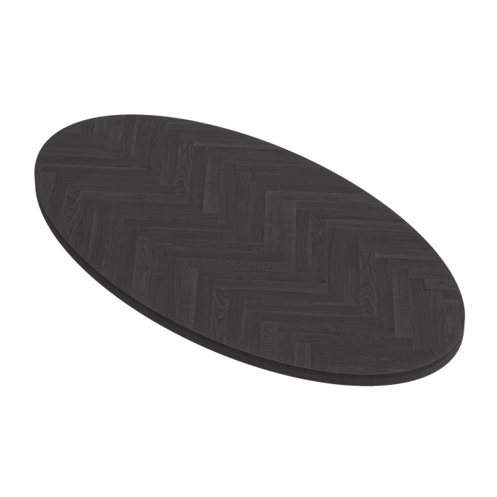 FISHBONE OVAL | Tablero de madera maciza para uso comercial | Ancho: Profundidad 200 x 100 cm | Negro | Ovalado
