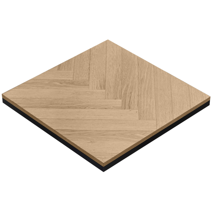 FISKBENSSTÅL | Fiskbensbordsskiva för catering | B:D 70 x 70 cm | 5 cm tjock | Ek | Kvadratisk