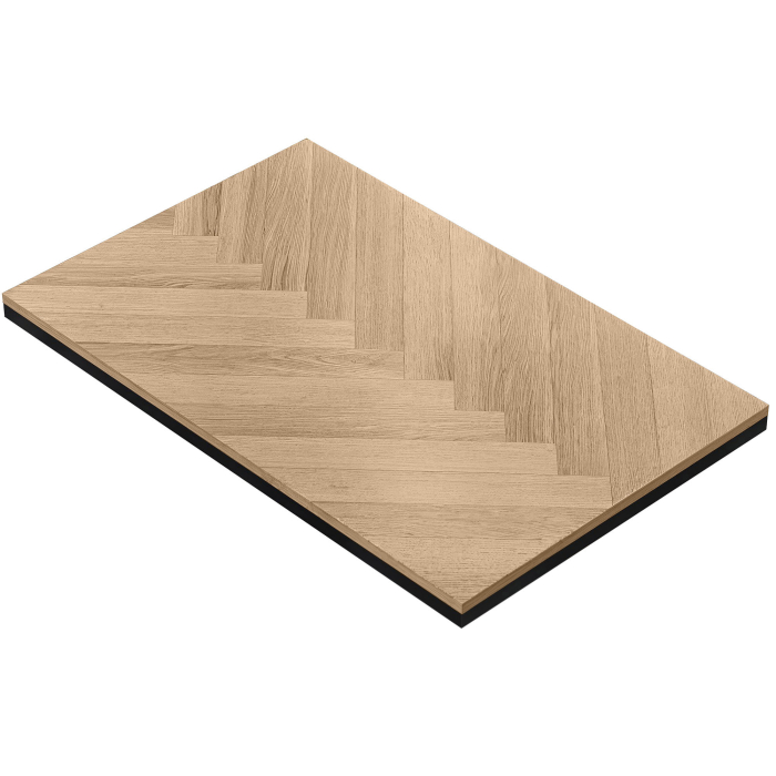 FISHBONE STEEL | Blat cateringowy w jodełkę | Szer.:Gł. 120 x 70 cm | Grubość 5 cm | Dąb | Prostokątny