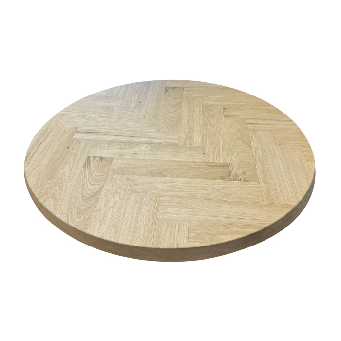 FISHBONE | Gastro Fischgrät Tafelblad | B: T Ø 120 cm | 6 cm | Eiken | Rond