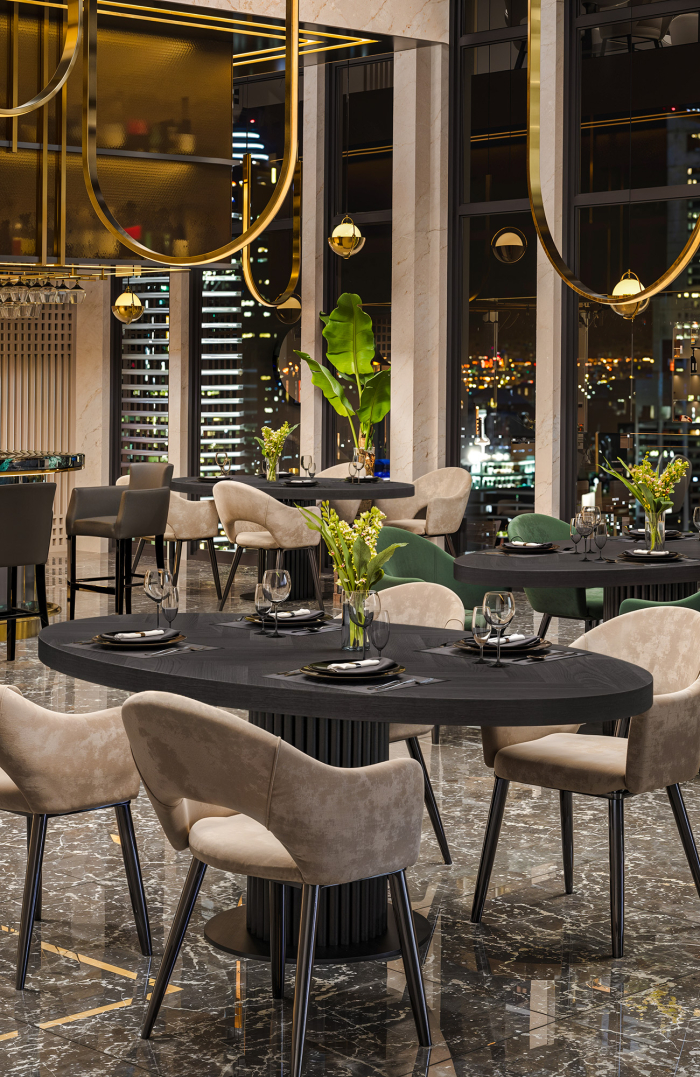 FISHBONE OVAL | Blat stołowy Gastro Massiv | B:T 180 x 90 cm | Czarny | Owalny FISHBONE OVAL | Blat stołowy Gastro Massiv | B:T 180 x 90 cm | Czarny | Owalny