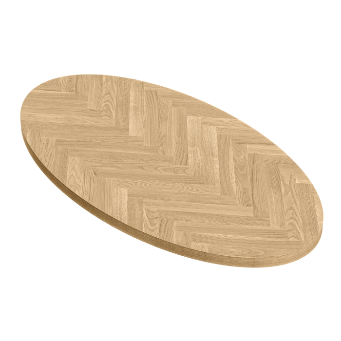 FISHBONE OVAL | Gastro Massiv Bordplade | B:T 180 x 90 cm | Eg | Oval