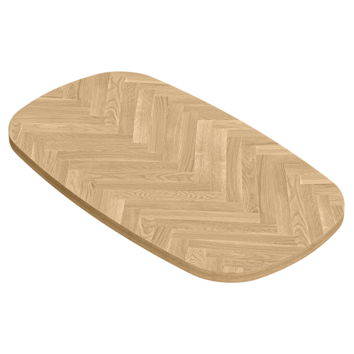 Mesa ovalada danesa Fishbone | Tablero de madera maciza para uso gastronómico | Ancho: Profundidad 180 x 90 cm | Roble | Ovalada