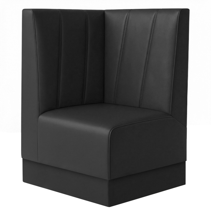 Meyer S | Hjørnebænk til restauranter | B:H 64 x 100 cm | Sort | Diagonalt stribet | Læder