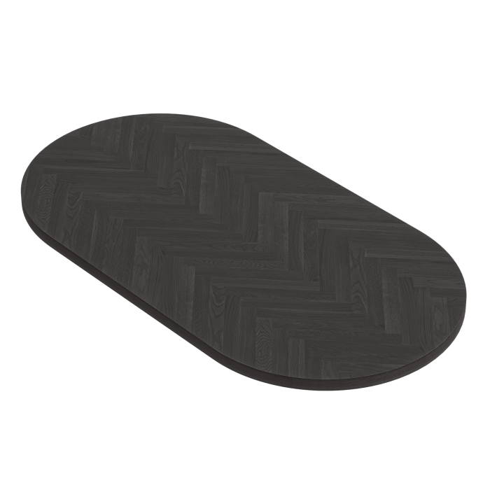 OVAAL EN ROND VISGRAATVORMIG | Massief houten tafelblad voor commercieel gebruik | B:D 230 x 110 cm | Zwart | Ovaal