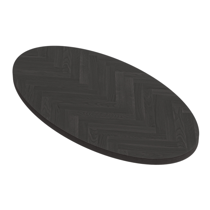 Plateau ovale FISHBONE | Bois massif pour usage commercial | L x P 180 x 90 cm | Noir | Ovale