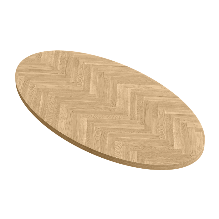 Plateau ovale FISHBONE | Bois massif pour usage commercial | L x P 230 x 110 cm | Chêne | Ovale