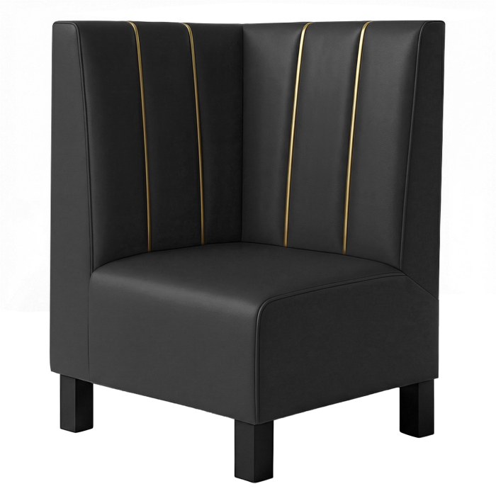 Banco esquinero Schmidt F | Gastro | An:Al 64 x 120 cm | Negro | Dubái | Cuero