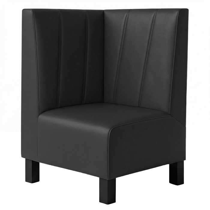 Schmidt F | Corner bench for restaurants | W:H 64 x 120 cm | Black | Diagonally striped | Leather