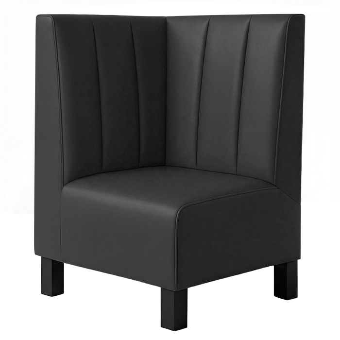 Wagner F | Gastro-kulmapenkki | L:K 64 x 100 cm | Musta | Syvän raidallinen | Nahka