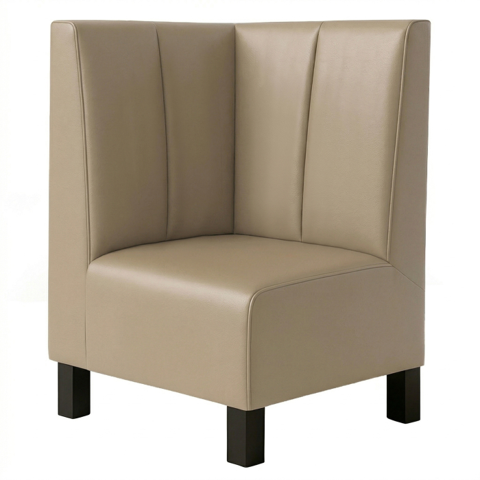 Wagner F | Gastro Eckbank | B:H 64 x 100 cm | Taupe | Gestreift Doppelnaht | Leder