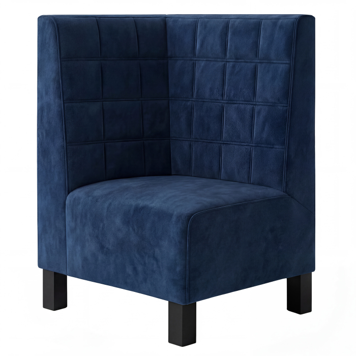 Wagner F | Gastro hjørnebænk | B:H 64 x 120 cm | Blå | Blokke | Fløjl