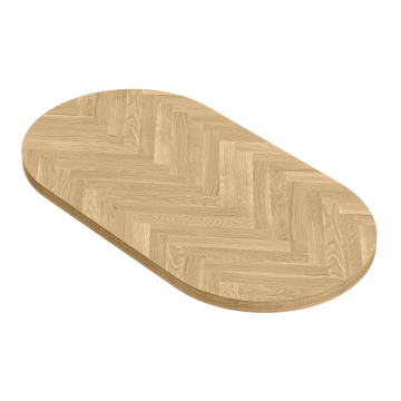FISHBONE OVAL RUND | Bordplate i heltre for catering | B:D 160 x 90 cm | Eik | Oval