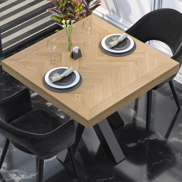 FISHBONE | Gastro visgraat tafelblad | B:T 100 x 100 cm | 6 cm | Eiken | Vierkant
