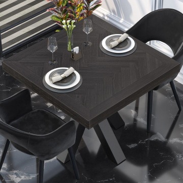 FISHBONE | Gastro visgraat tafelblad | B:T 100 x 100 cm | 6cm | Eik | Vierkant