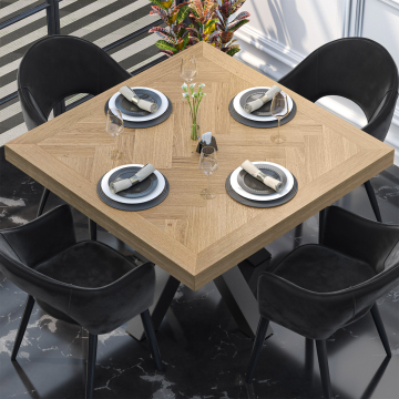 FISHBONE | Gastro visgraat tafelblad | B:T 120 x 120 cm | 6cm | Eik | Vierkant
