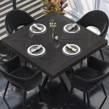 FISHBONE | Gastro Visgraat Tafelblad | B:T 120 x 120 cm | 6cm | Eik | Vierkant