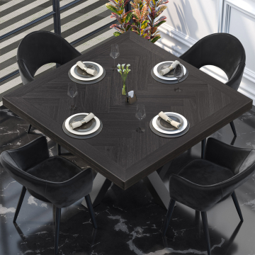 FISHBONE | Gastro Visgraat Tafelblad | B:T 140 x 140 cm | 6cm | Eik | Vierkant
